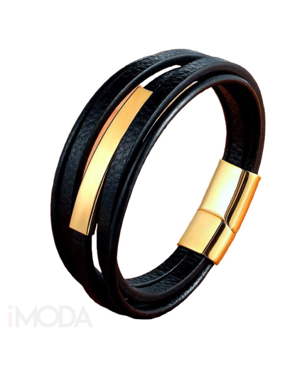 Pánsky kožený náramok pozlátený-272556-20