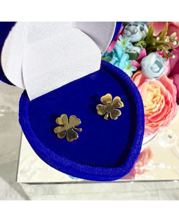 Dámske oceľové náušnice pozlátené štvorlístok-275400-20