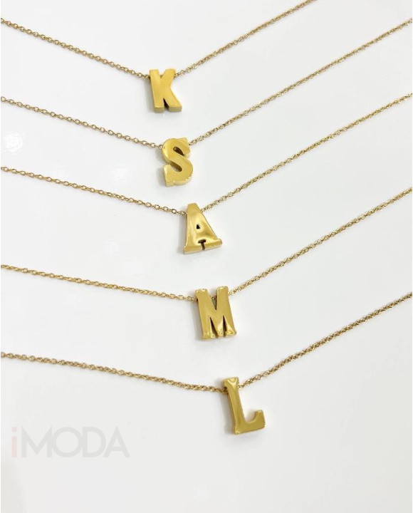 Oceľový náhldelník pozlátený s písmenkom-281697-20