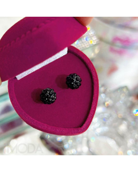 Dámske čierne kryštálové náušnice-277327-20