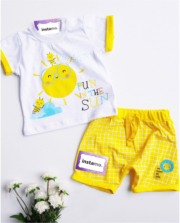 Žltá dvojdielna bavlnená súprava-250052-20