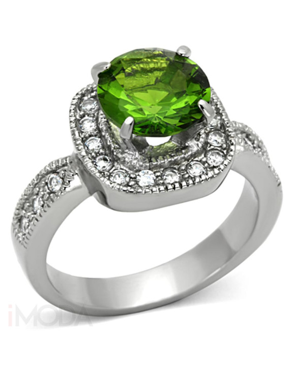 Dámsky oceľový prsteň zelený-315138-20