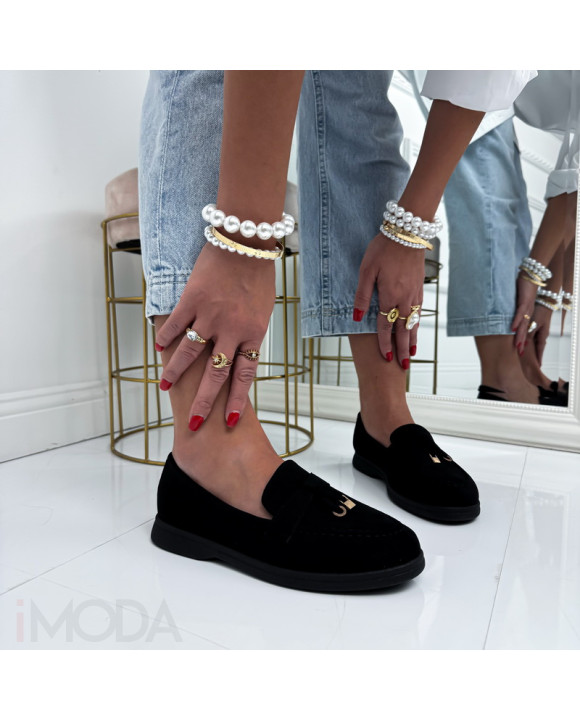 Čierne semišové mokasíny-326329-20