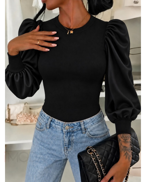 Čierny top s PUFFY rukávmi-330831-20