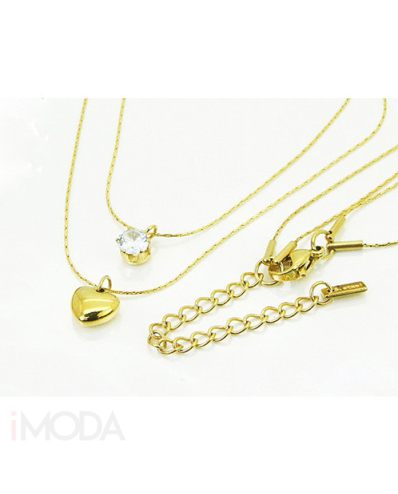 Oceľový náhrdelník dvojitý s príveskom srdce-321782-20