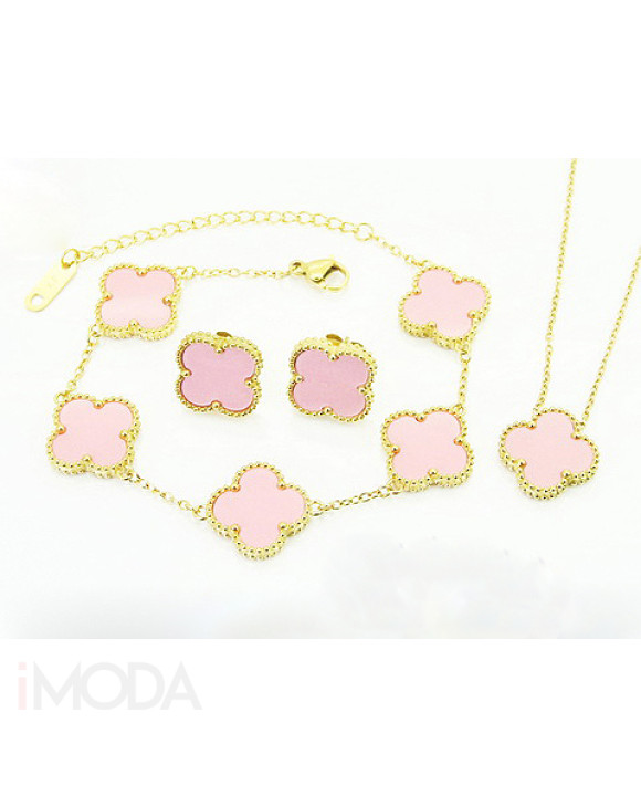 Ružová dámska oceľová suprava pozlátená Olivia-322259-20