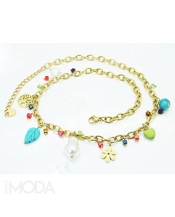 Dámsky oceľový náhrdelník s príveskami-321596-20