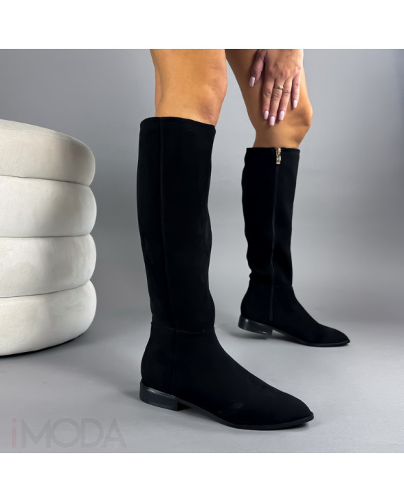 Čierne semišové vysoké čižmy-323243-20