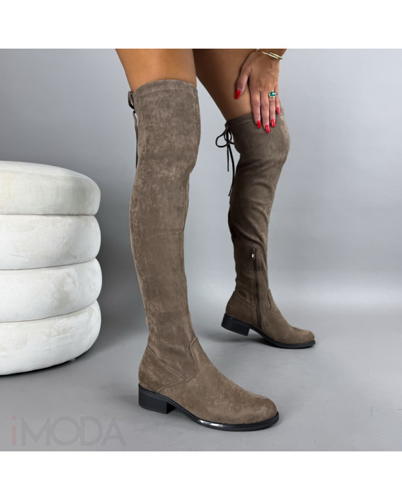 Hnedé semišové vysoké čižmy-322143-20