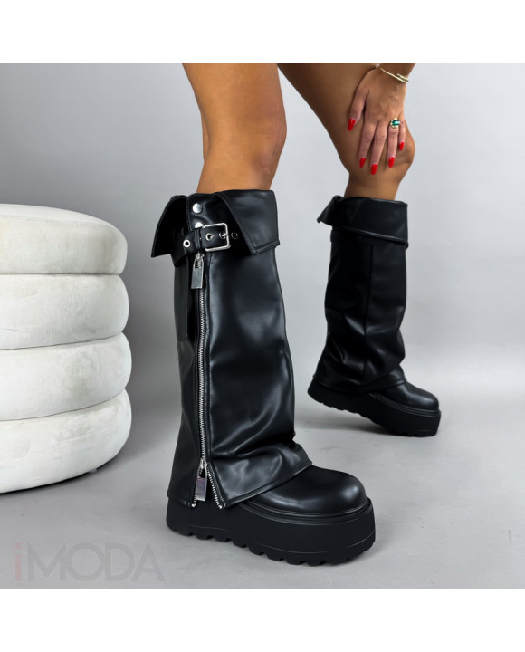 Čierne vysoké čižmy so zipsom-322136-20