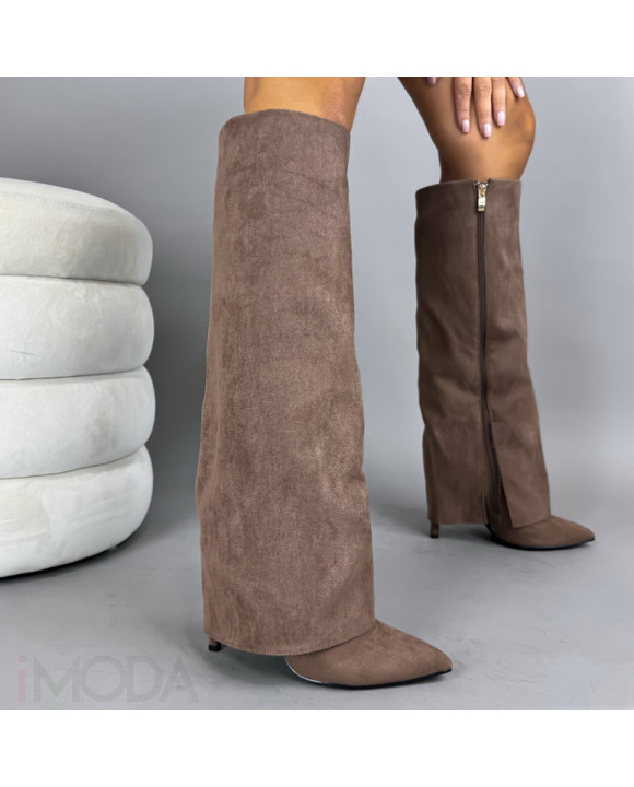 Tmavohnedé vysoké čižmy-322596-20