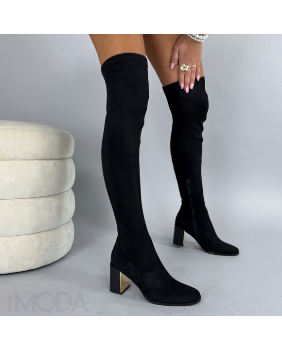 Čierne semišové vysoké čižmy-323851-20