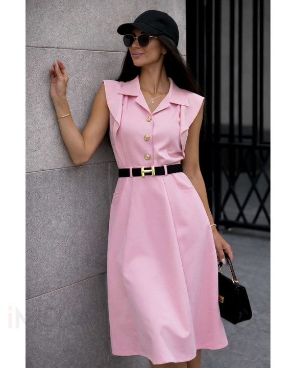 Ružové košeľové midi šaty s opaskom-326292-20