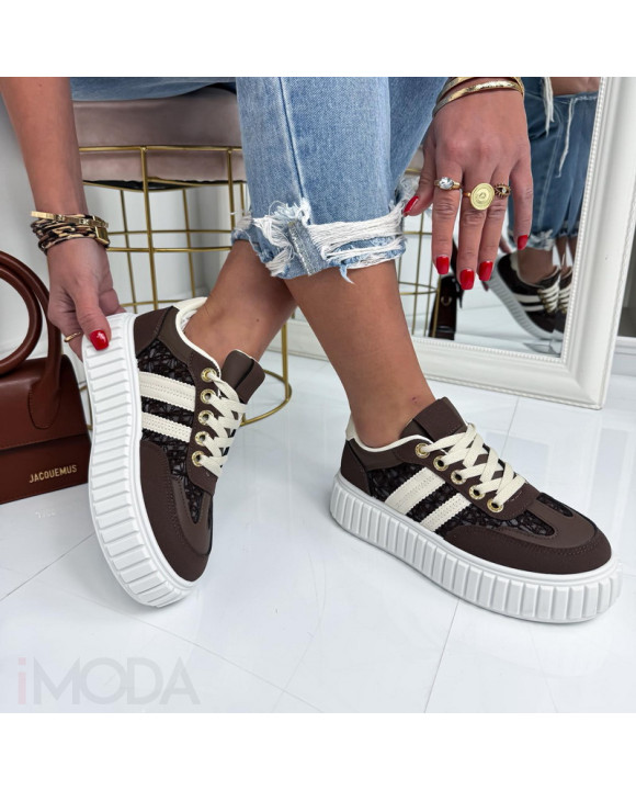 Hnedé čipkované tenisky-326303-20