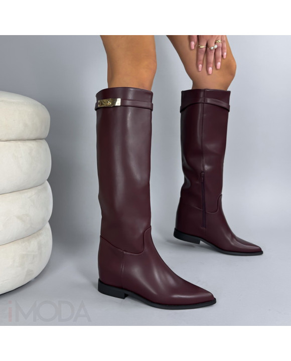 Bordové vysoké čižmy na platforme-324196-20