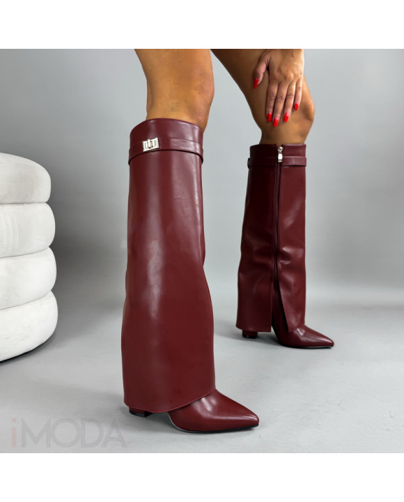 Bordové vysoké čižmy-321334-20