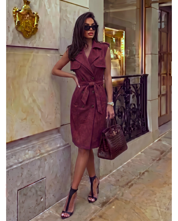 BORDO semišové šaty s opaskom-330438-20