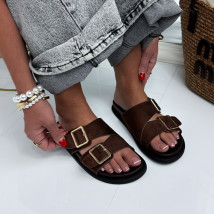 Tmavohnedé semišové šľapky-326802-03