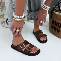 Tmavohnedé semišové šľapky-326802-03