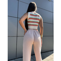 Béžové mušelínové nohavice-305783-08