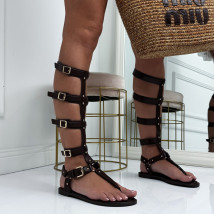 Hnedé gladiátorky na zapínanie-326900-01