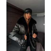 Luxusná čierna bunda s kožušinou-313447-02