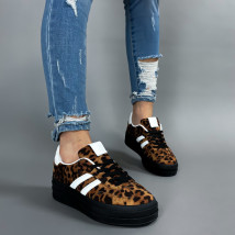 Hnedé tenisky s leopardím vzorom-314365-02