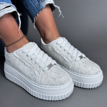 Biele čipkované tenisky-317474-09