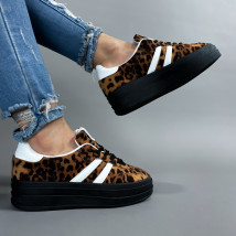 Hnedé tenisky s leopardím vzorom-314365-02