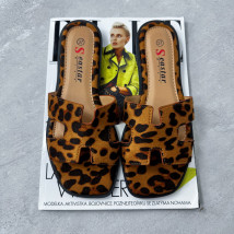 Hnedé šľapky s leopardím vzorom-317376-016