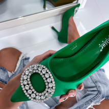 Zelené saténové lodičky-274031-03