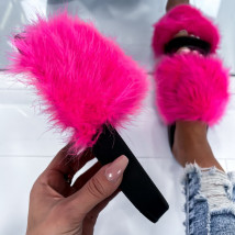 Cyklamenové kožušinové šľapky-282395-01