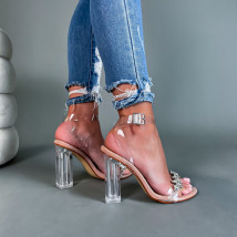 Béžové transparentné sandále s kamienkami-286332-04