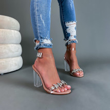 Béžové transparentné sandále s kamienkami-286332-04