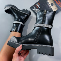 Čierne nízke čižmy s kamienkami-295392-015