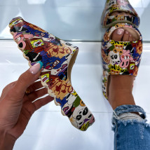 Viacfarebné vzorované šľapky-287060-02