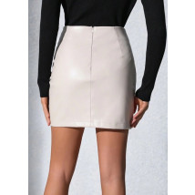 Koženková sukňa krémová-295802-06