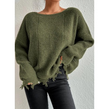 Zelený oversize sveter s dierami-295697-01