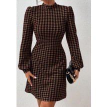 Hnedé šaty s kohútikovým vzorom-295800-03