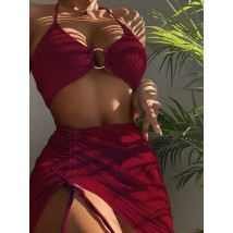 Bordové dvojdielne plavky so sukňou-299548-03