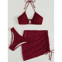 Bordové dvojdielne plavky so sukňou-299548-03