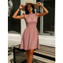 Lososové čipkované šaty-325975-02