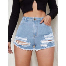 Svetlomodré potrhané rifľové kraťasy-288058-02