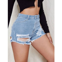 Svetlomodré potrhané rifľové kraťasy-288058-02