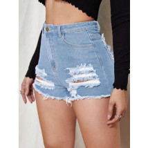 Svetlomodré potrhané rifľové kraťasy-288058-02