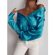 Tyrkysová saténová blúzka-289269-03