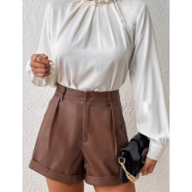 Hnedé koženkové kraťasy-299708-01