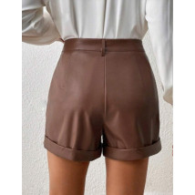 Hnedé koženkové kraťasy-299708-01