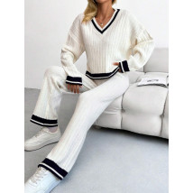 Biely pletený nohavicový komplet-310648-03