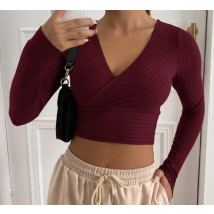 Bordový top s dlhým rukávom-281424-016